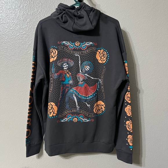 Sendero Charcoal “Viejones” Hoodie with Teal Drawstrings NWT - Picture 6 of 7